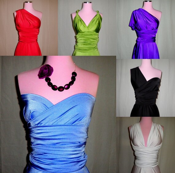 Coral BRIDESMAID Convertible Wrap Twist Dress...One Dress/Infinite Styles...82 Colors /Patterns to Choose From
