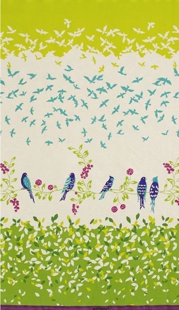 Birdsong in Green - ECHINO Japanese Imported Fabric - Half Yard
