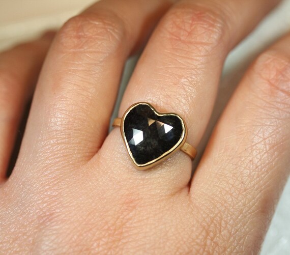 First Love, Last Love - Black Diamond Cocktail Ring In 14K Gold