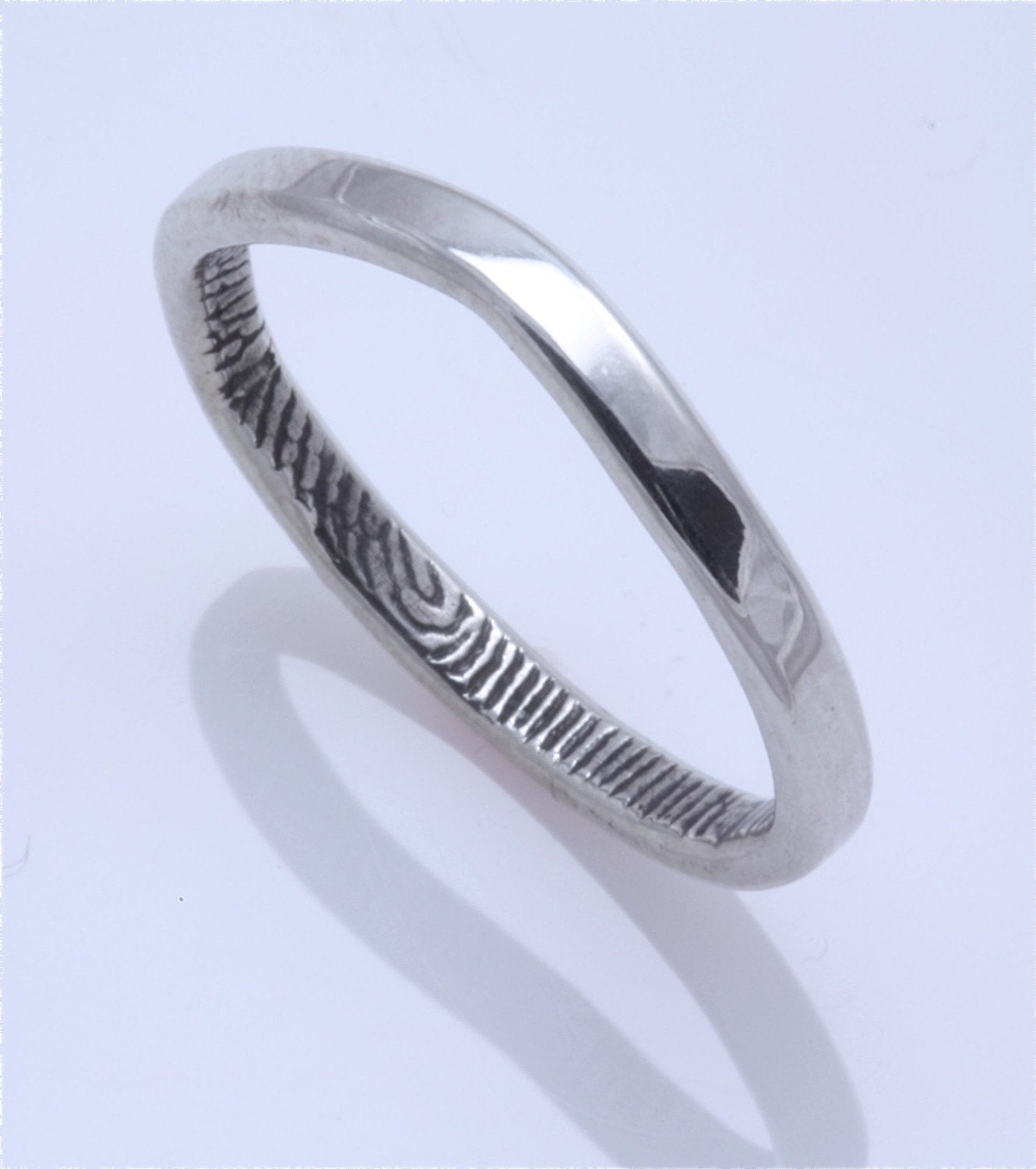 Custom contoured 2.5mm fingerprint wedding band