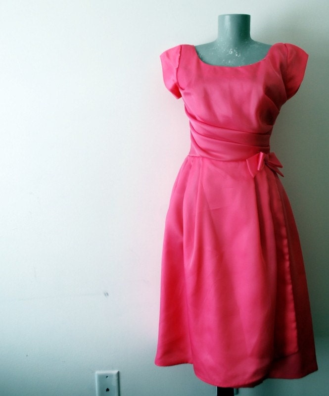 50's Pink Satin Dress