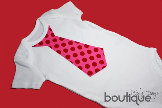 Tie Bodysuit Onesie Handmade Pink Ta Dot