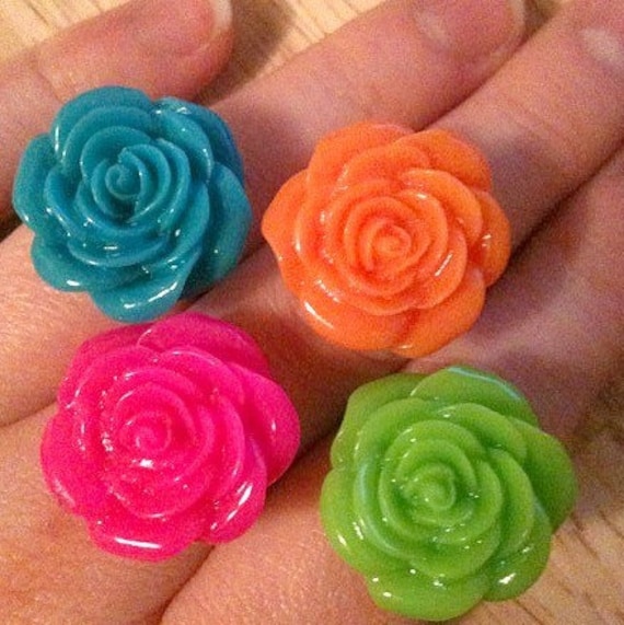 Pretty Bright Pick-Me-Up Rose Adjustable Ring (Choose One Only)