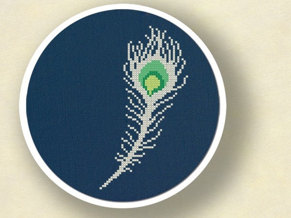 Peacock Feather. Cross Stitch PDF Pattern
