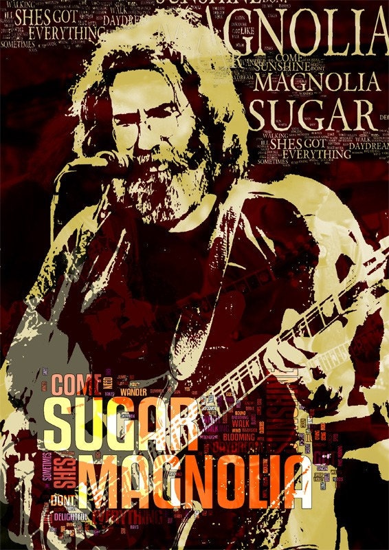 Grateful Dead Music Poster fine art canvas Sugar Magnolia print Jerry Garcia handmade artwork  by Artistico