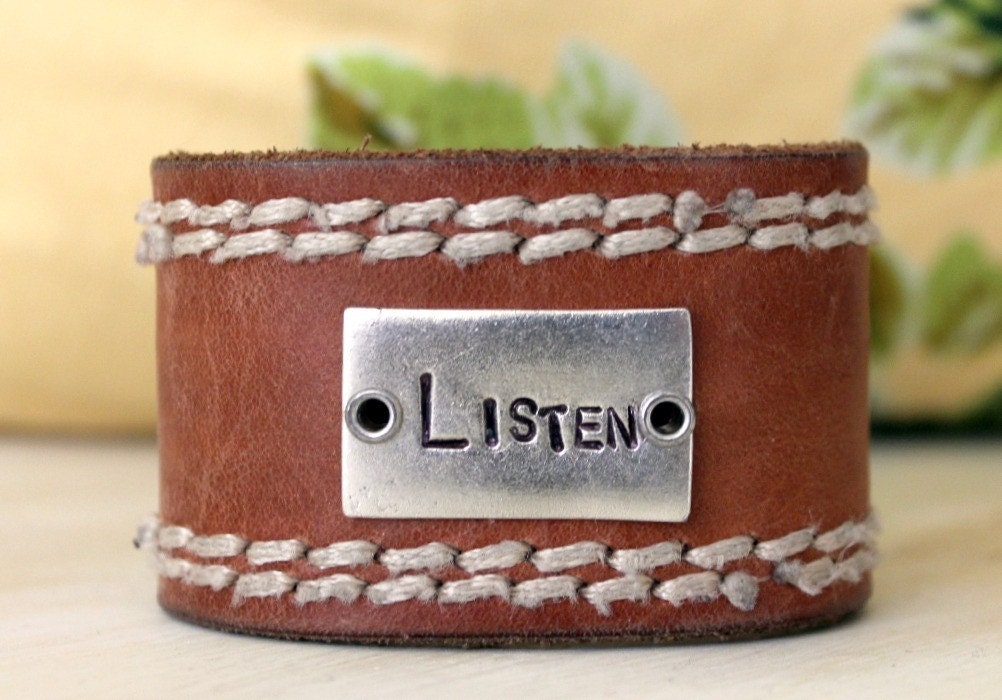 listen leather cuff