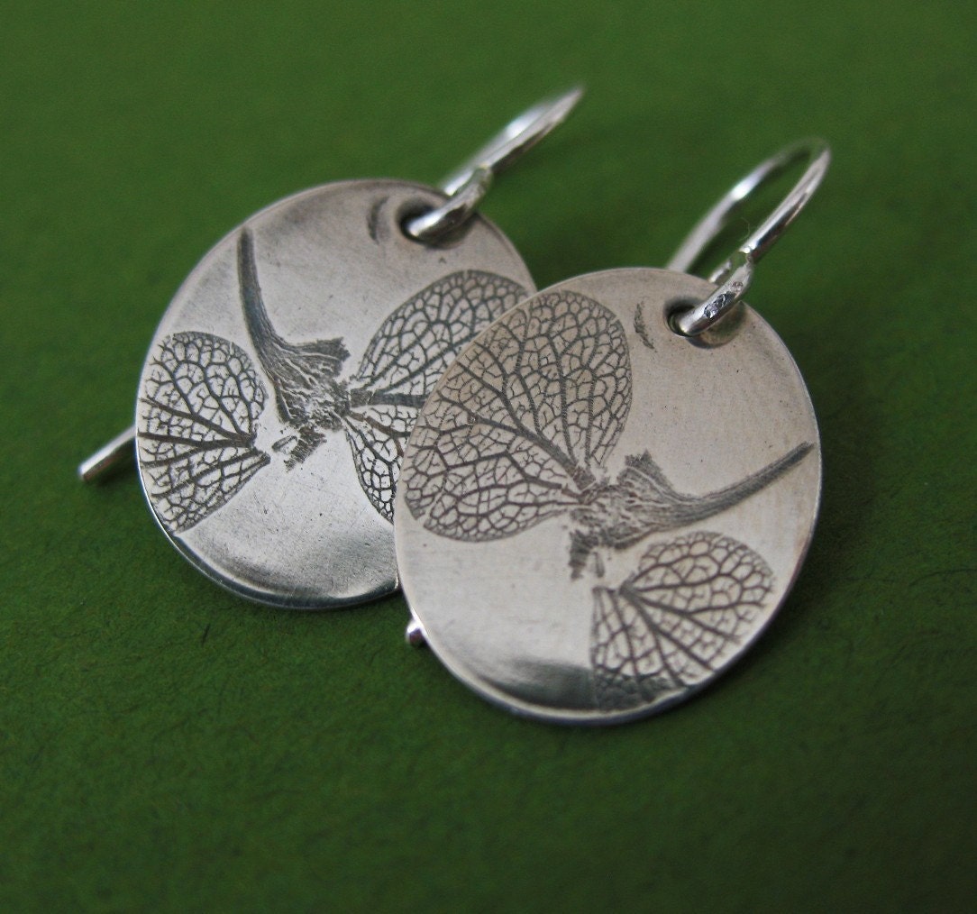 Pressed Hydrangea Petals, Preserved Nature Earrings