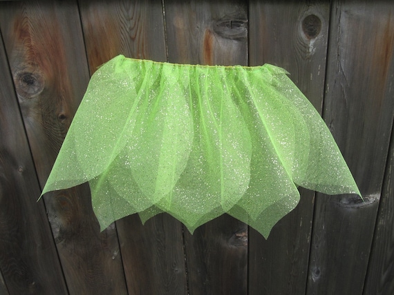 Flower Petal Fairy Skirt- Green Sparkel-Size S