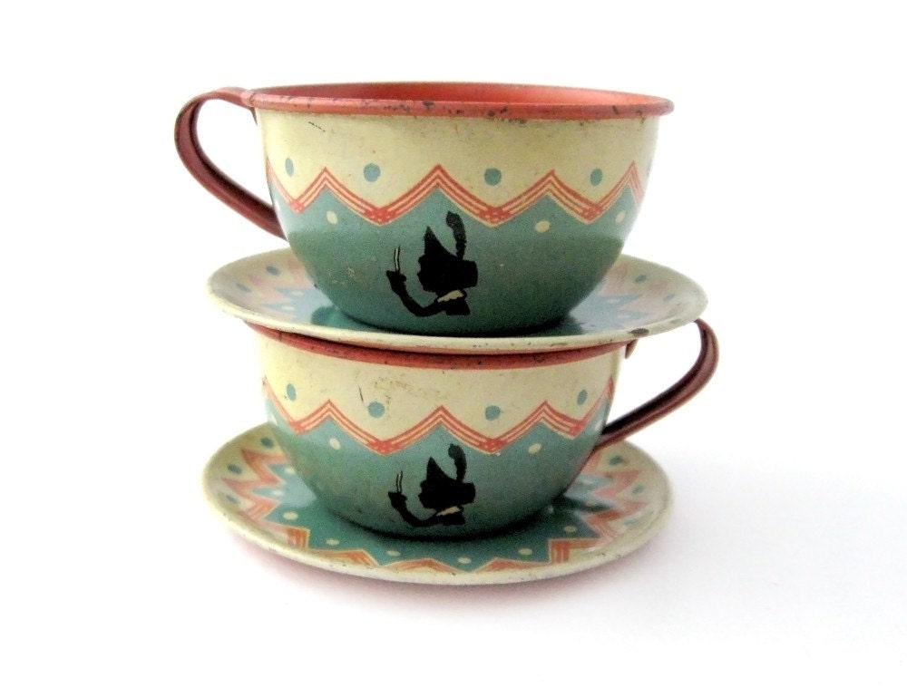 Vintage SILHOUETTE TEA for TWO - Set of 4 Pieces