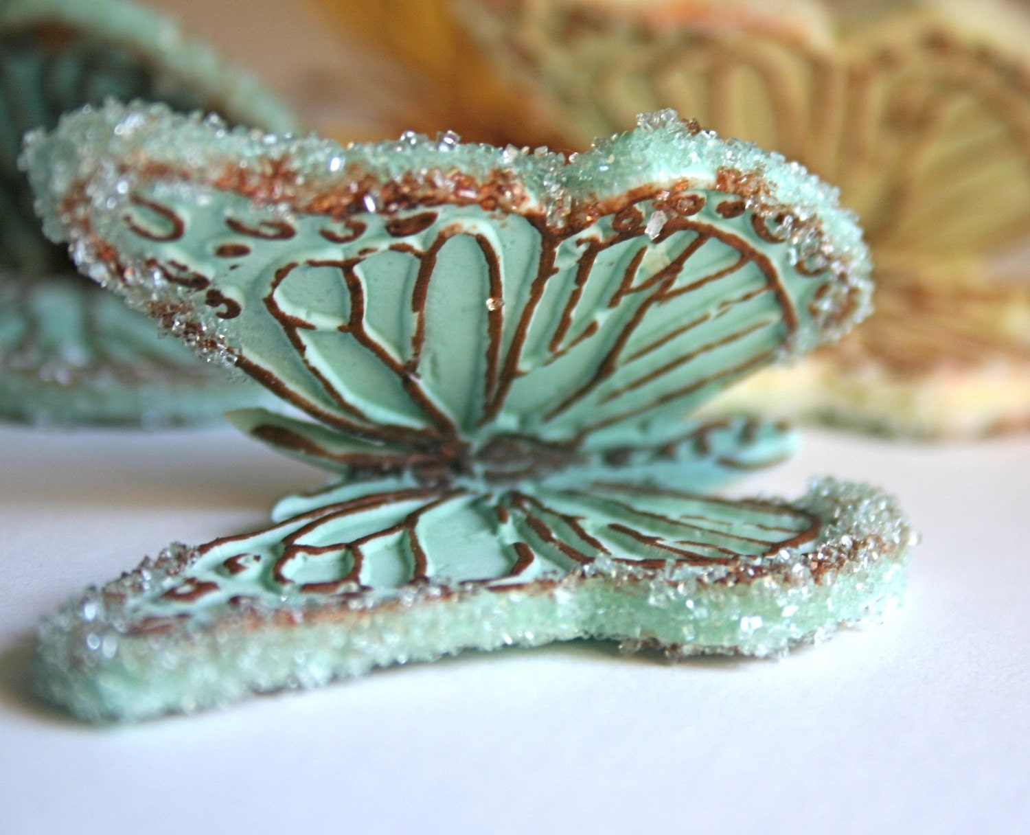 Edible Sugar Butterflies Pale Yellow and Turquoise 10