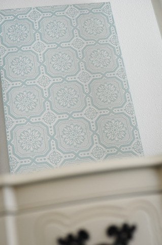 Large wall art. Vintage tin tile pattern in Powder blue