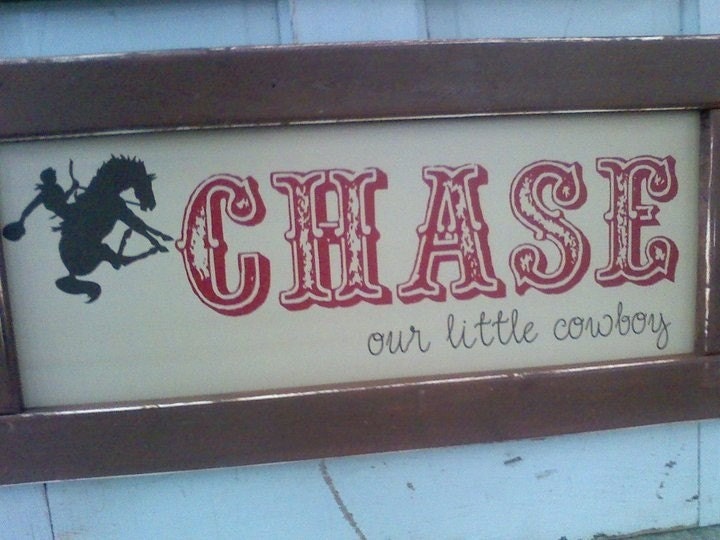 Personalized Western sign for boy's room with bucking horse