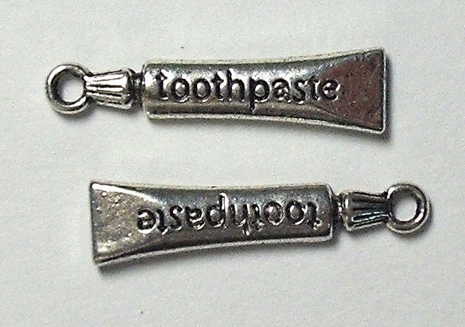 3 Pcs Antique Silver Toothpaste Charm Pendants