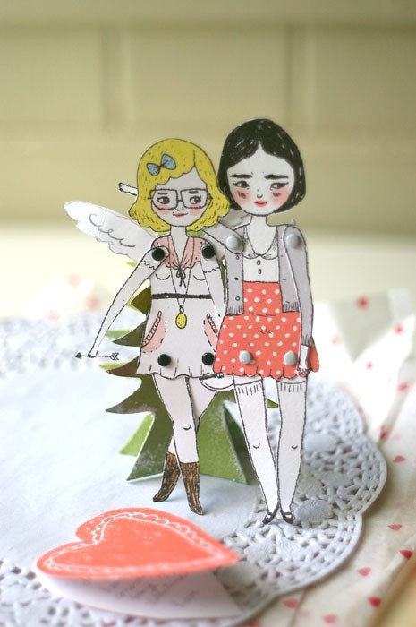 Lili Cupid for Valentines Day, movable paper doll - papercraft kit by Mel Stringer / Girlie Pains