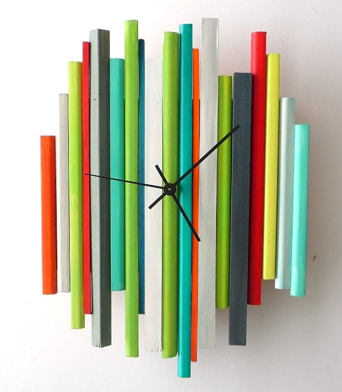 Sticks Sculpture Clock no4 - One of a Kind Original Modern Art Wall Clock Sculpture