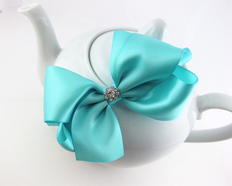 Tiffany Blue Satin Little Girl Glam Classic Boutique Bow Headband