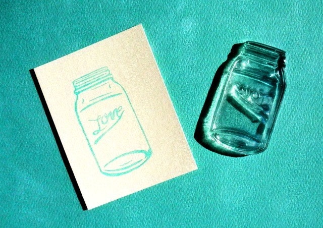 love mason ball jar clear polymer rubber stamp
