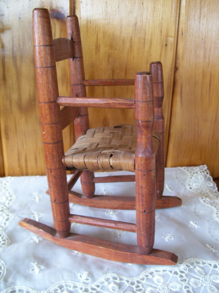Antique Doll's Country Wooden Rocking Chair