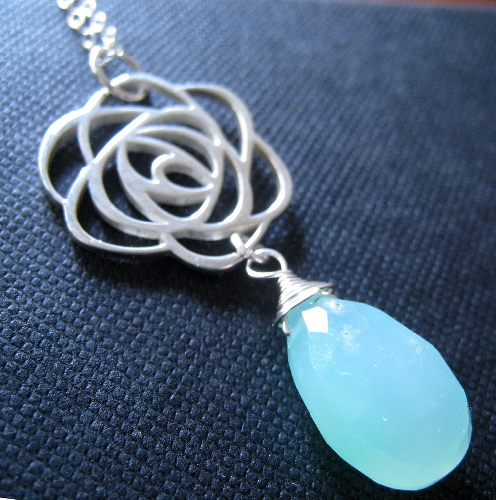 Rosemint-sterling silver rose pendant necklace