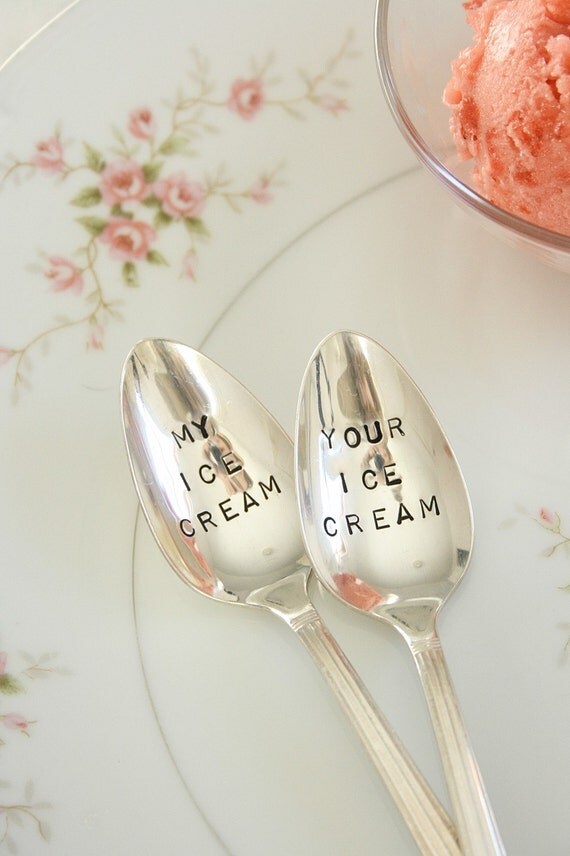 Vintage my ice cream your ice cream silver plated spoon set  recycled  flatware  beachhouseliving  on etsy