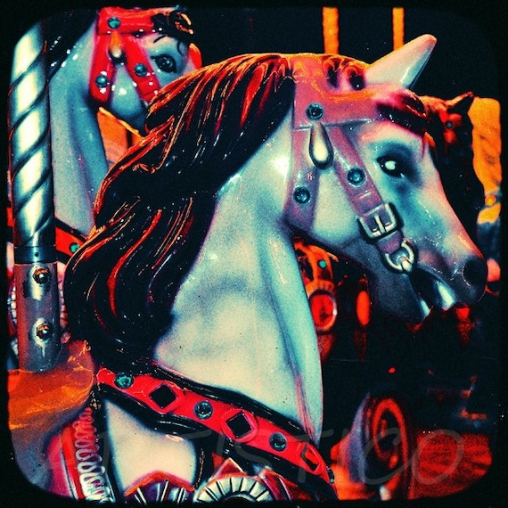 Original fine art ttv photograph on canvas vintage colors old Carousel print large cotton canvas poster NO3 by artistico Handmade Wall Decor