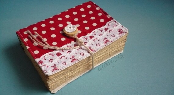 old style red polka dots notebook