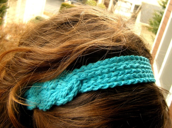 Knotted Crocheted Headband: Electric Blue