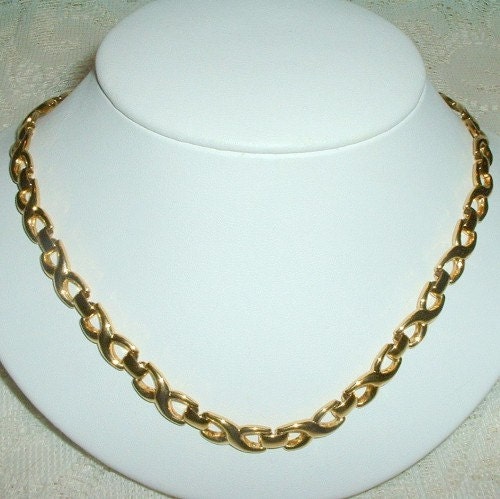 chunky gold link necklace. Vintage Monet Gold Tone Chunky Link Necklace. From BorrowedTimes
