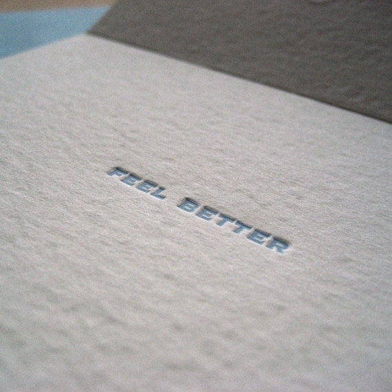 letterpress greeting card - feel better