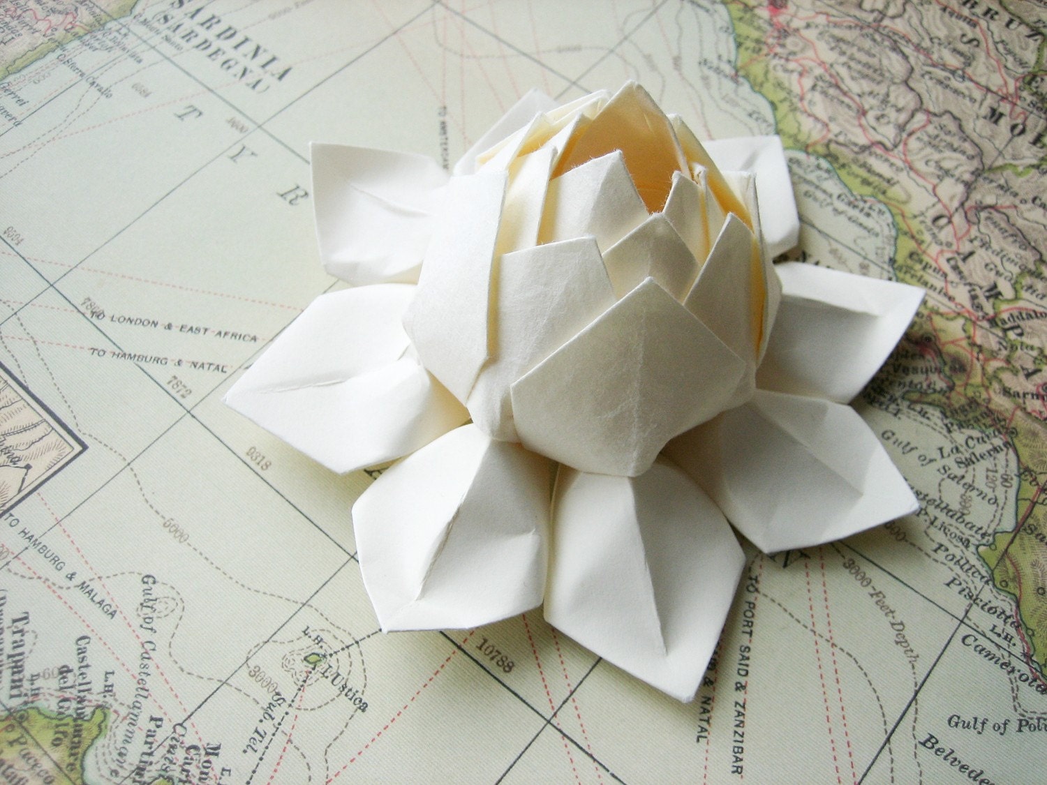 Origami Lotus Flower Decoration or Favor - all ivory