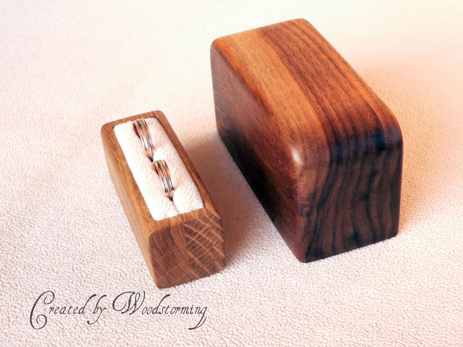 Wooden handmade original box for wedding rings by Woodstorming jewelry box