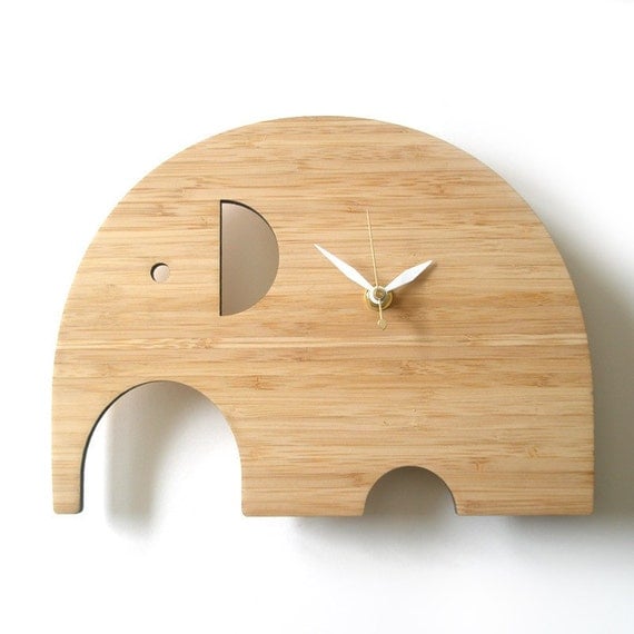 Modern Animal Clock - Elephant No Numbers
