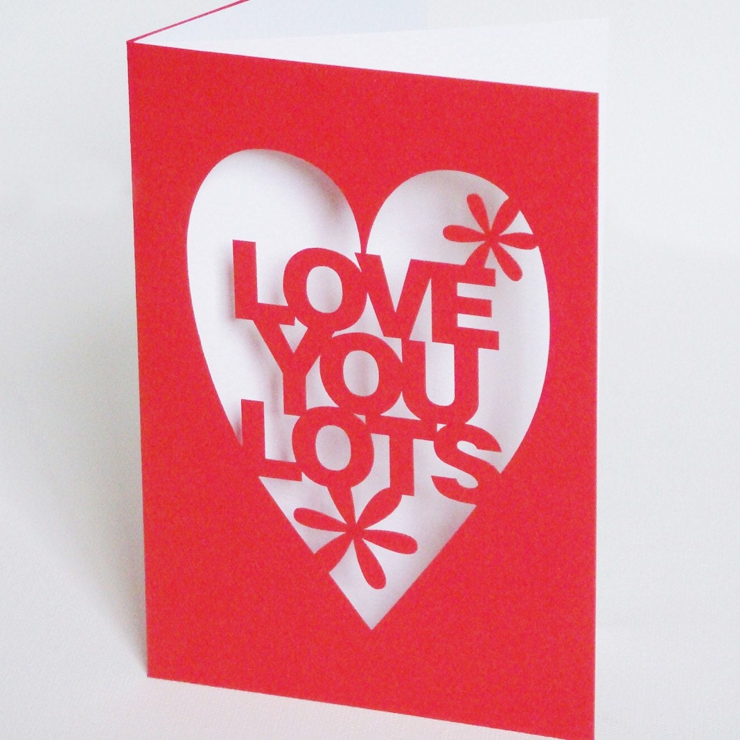 Red Cut Out Love You Lots Anniversary or Wedding Day Card. From Storeyshop