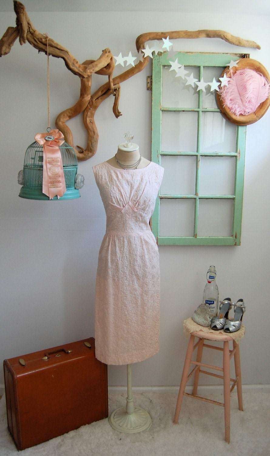 The Luna- Vintage 1950s 1960s Carlye Pink Dress & Jacket Set