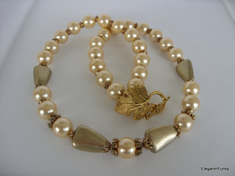 Golden Pearl Elegant Necklace  A-123