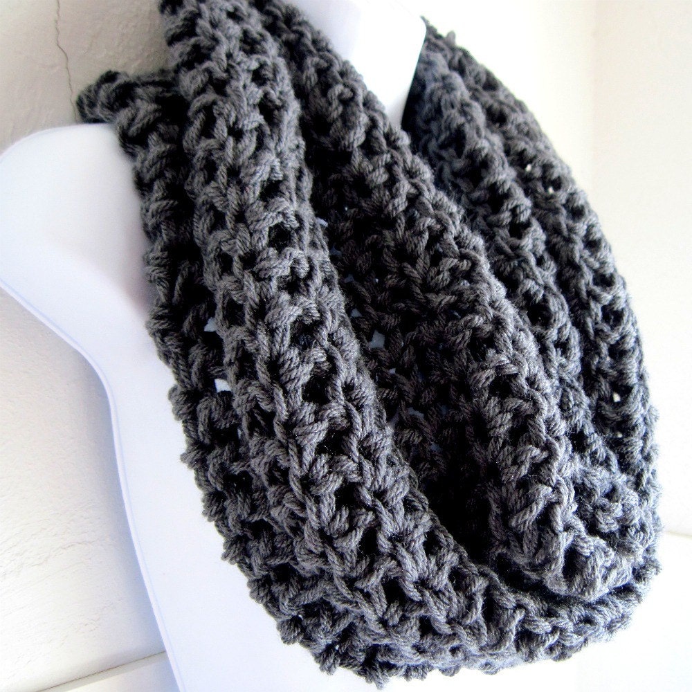 Charcoal Gray Infinity Scarf Cowl-  Extra Large Chunky Infinity Scarf "BOGO"  "Buy one get one 50% off lowest price"