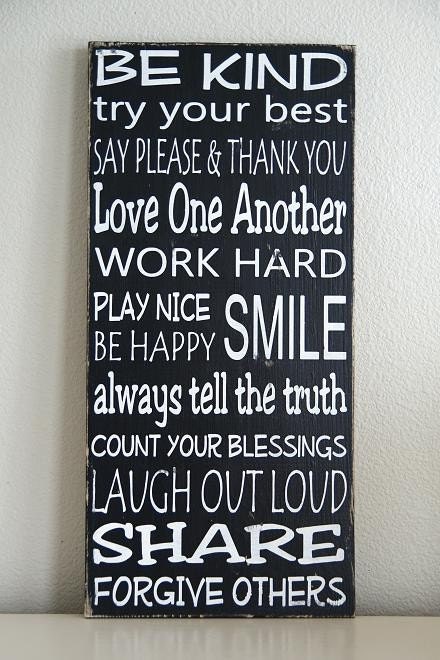 NEW Family Rules Sign- Typography Art- Solid Wood- Black and White