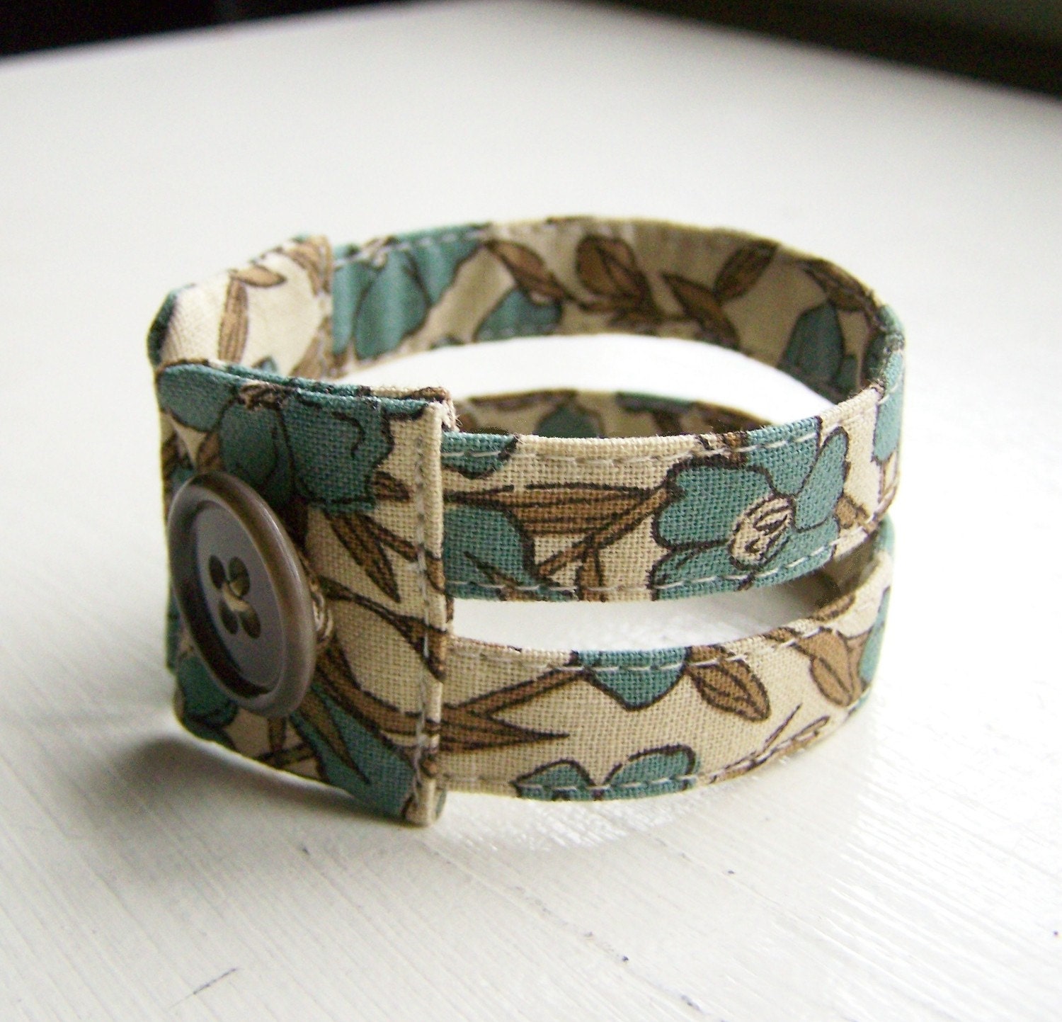 Double strand cuff bracelet in boho blooms READY TO SHIP