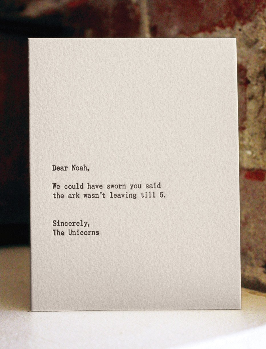 dear noah. letterpress card