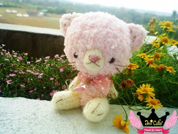 Pixie - Cotton Candy Amigurumi Kitty by Ami Cafe' - READY TO SHIP