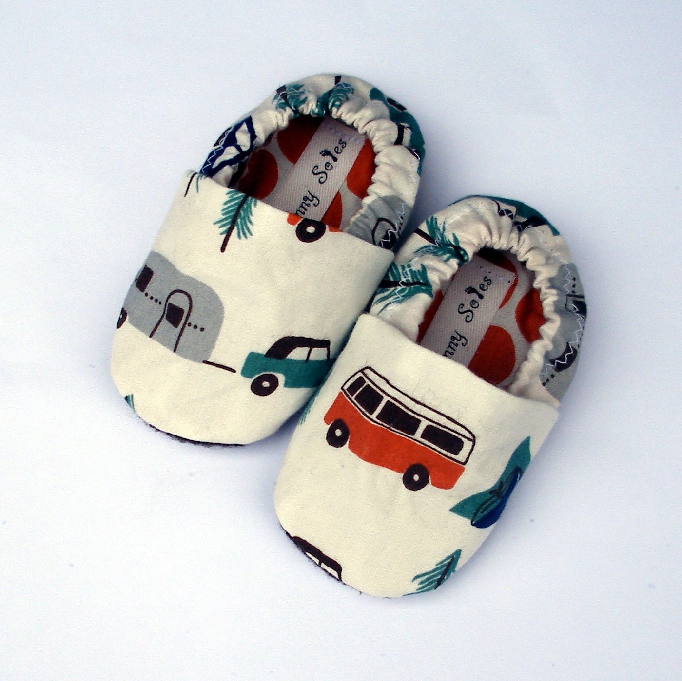 Happy Camping Organic Handmade Baby Shoes- Size 0 3 6 9 12 18 months