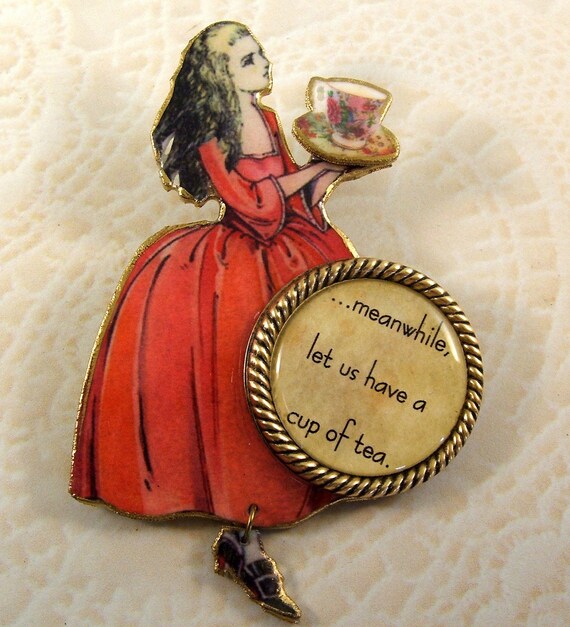 Let's Have a Cup of Tea Brooch   FREE SHIPPING