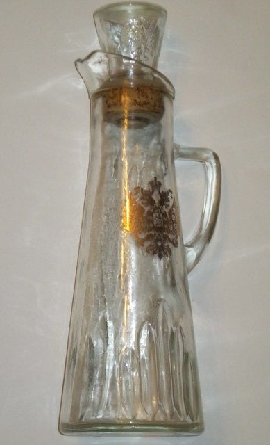 Vintage Collectible Glass Decanter / Carafe, Handled Liquor Bottle