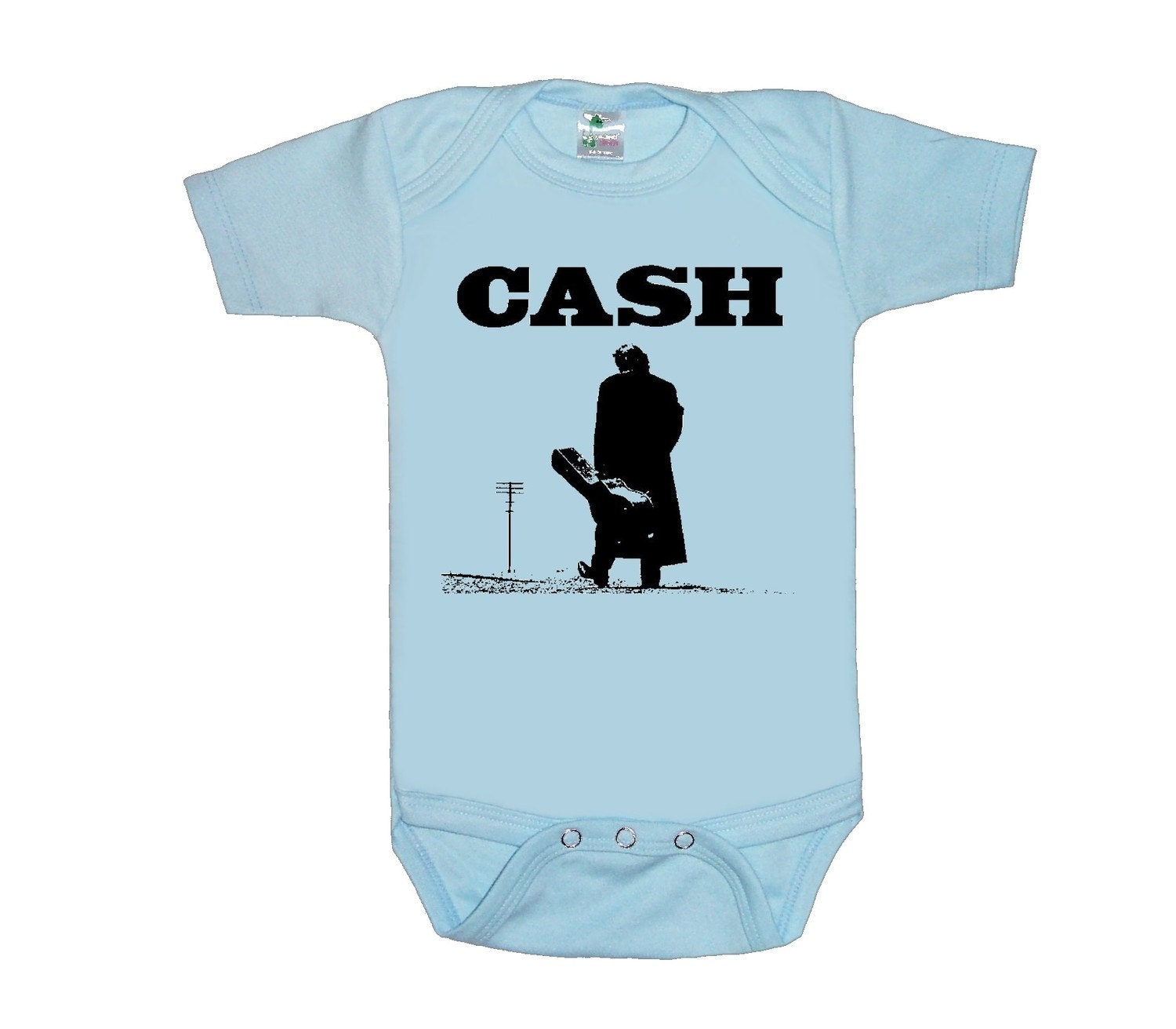 Johnny Cash Blue screenprint baby onesie smokinchix
