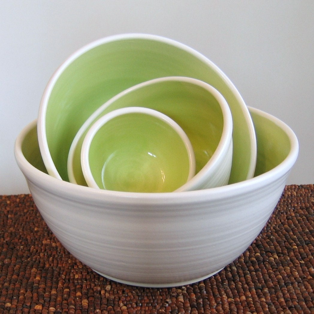 Lime Green Nesting Bowls -Large Set