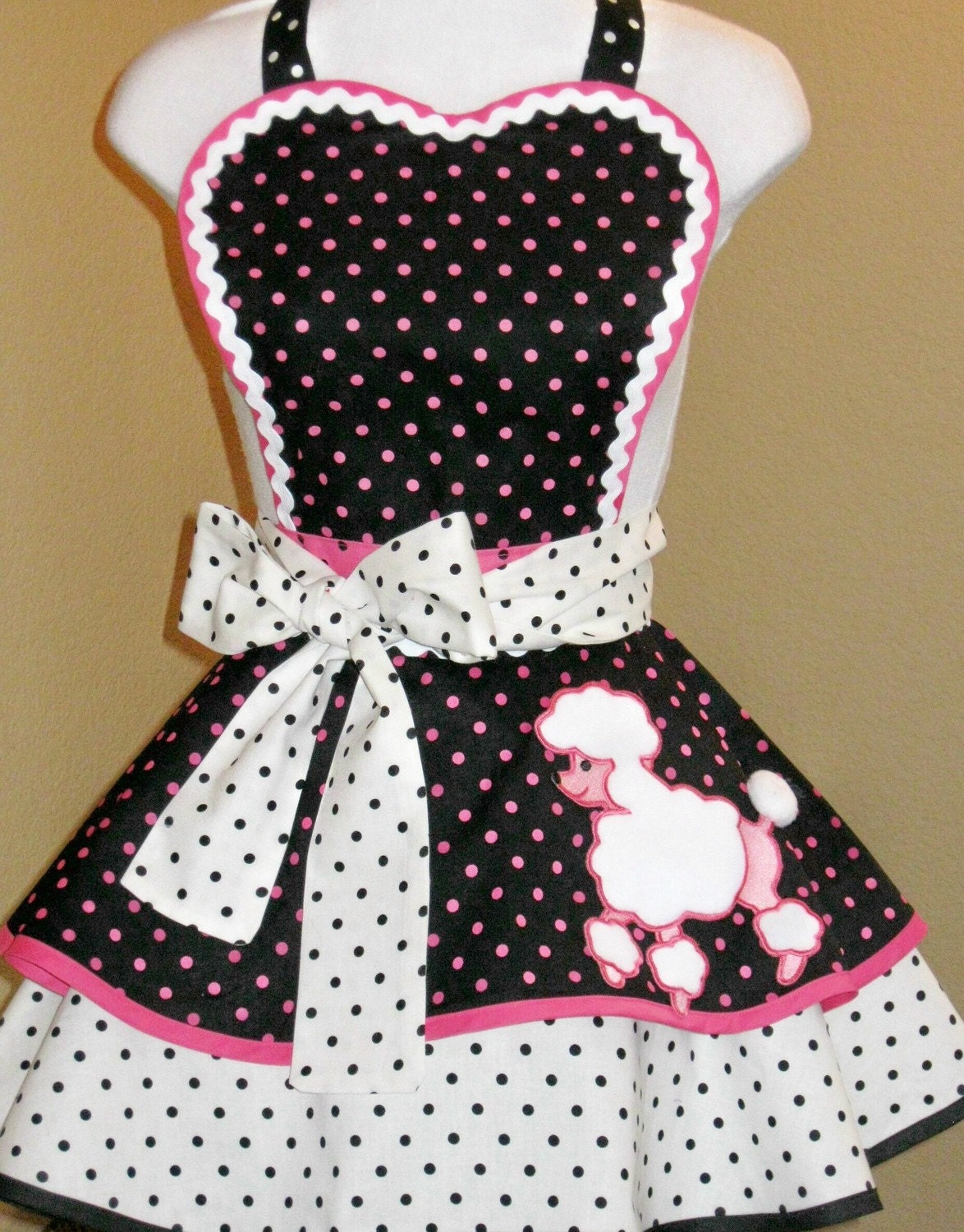 50s Retro Polka Dot Poodle Skirt Apron Costume