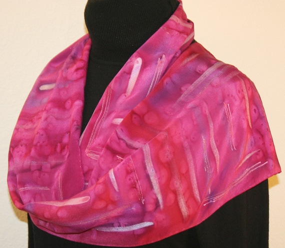 Pink Rules Hand Painted Silk Scarf - size 10x58