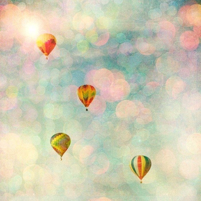 Floating - 10x10 pretty pastel balloons float above the summer festival perfect for nursery or child's room- Fine Art Carnival Photography Print