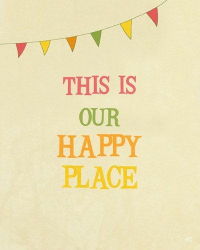 Happy Place art print with quote room decor