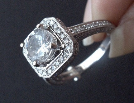 art deco engagement rings sapphire. Art Deco Style Diamond and Sapphire Engagement Ring. From TheVintageGoldsmith